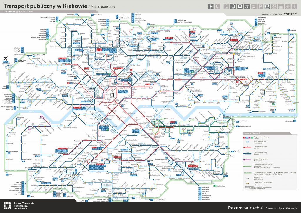 Krakow bus lines map