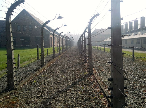 Fence around Auschwitz museum