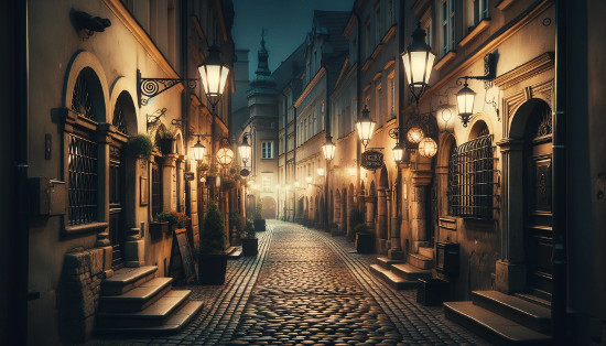 Krakow night tour empty streets