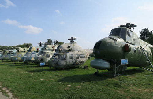 Old helicopters in Polish Aviation Museum