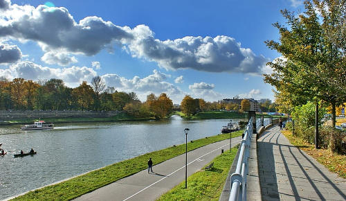 Walking around Vistula River in Krakow