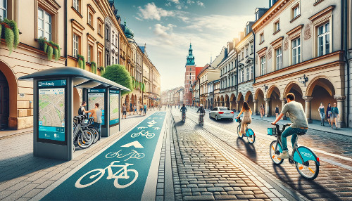 Bike lines in Krakow