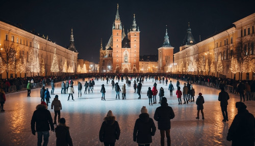 Amazing outdoors ice skating in Krakow