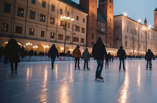 Evening Krakow ice skating