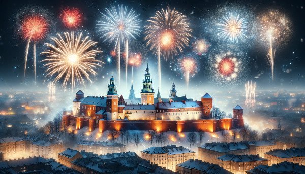Fireworks above Wawel Castle