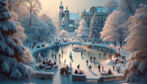 Winter Krakow ice skating