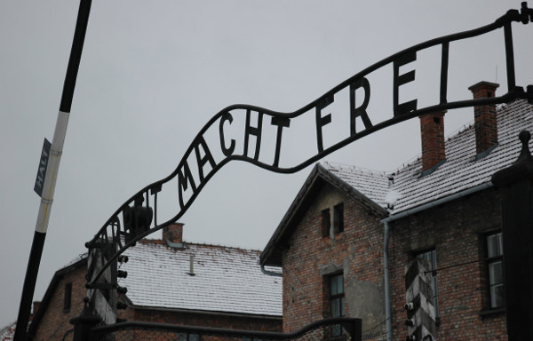 Entry gate to Auschwitz Arbeit Macht Frei