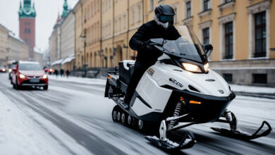 Riding snowmobile in Krakow