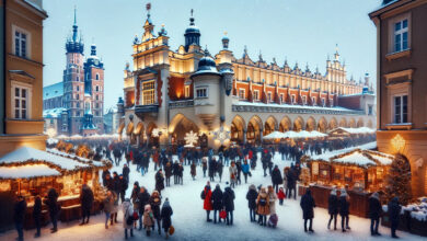 Visiting Krakow during snowing in winter