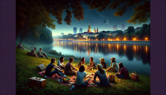 Krakow vistula river evening picnic